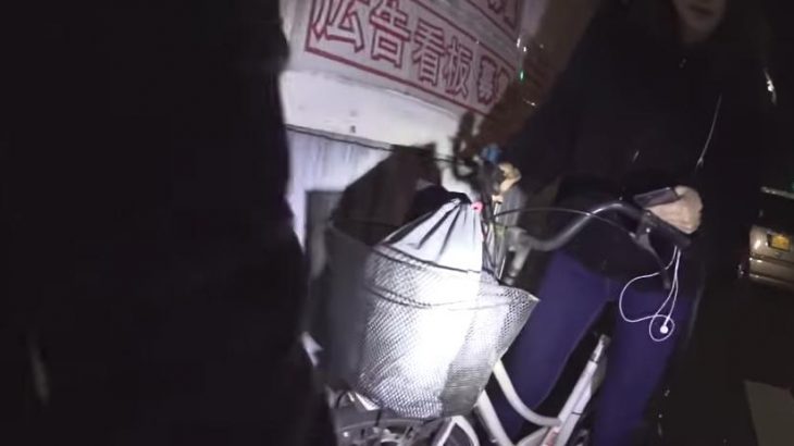自転車ながらスマホで無灯火逆走した女がヤバい